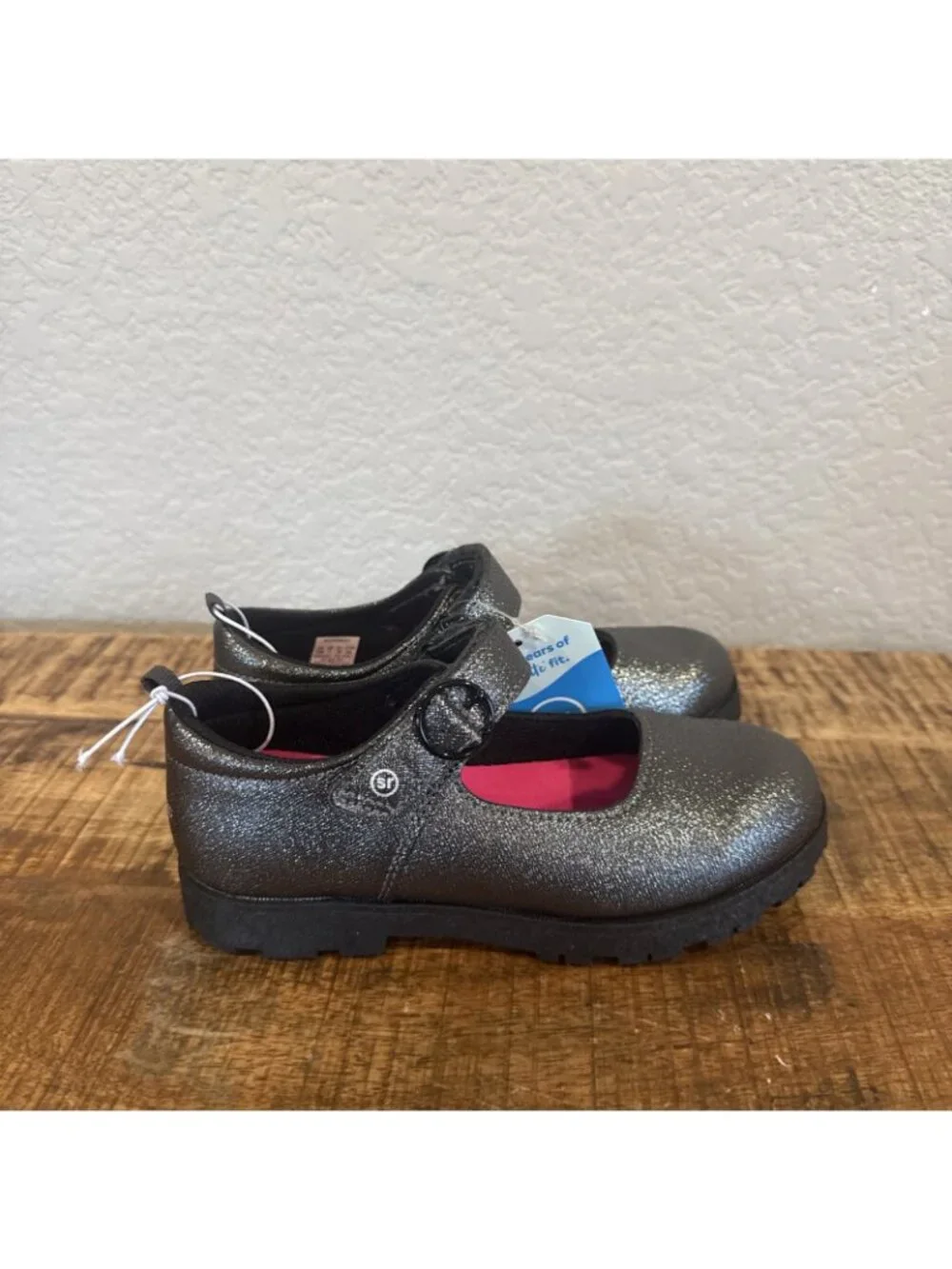 Stride Rite Little Kid Wednesday Gray Sparkle Mary Jane Shoes Sz 12 M NIB Pewter